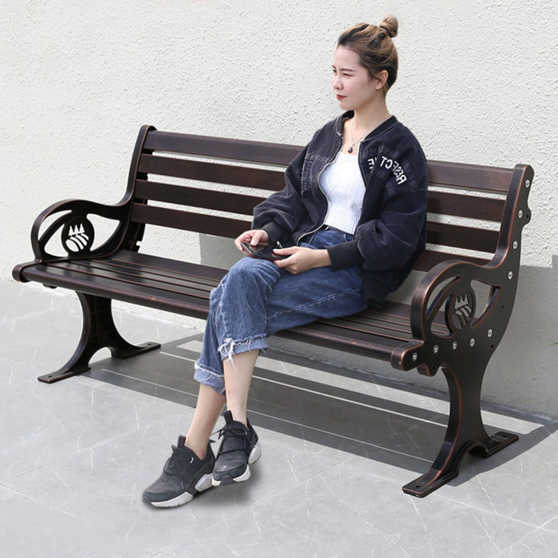Park Chair Outdoor Bench Cast Aluminum Rest Stool Leisure Three-Person Seat Outdoor Outdoor Community Long Backrest Seat