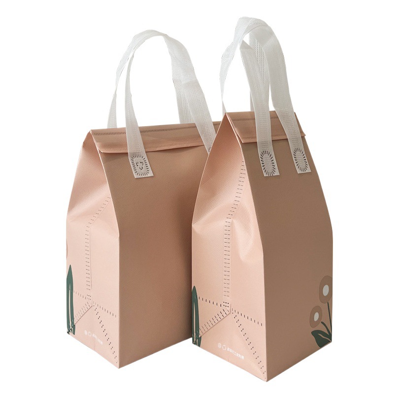 Spot takeaway packing bag milk tea dessert cake aluminum foil insulation non-woven portable thick single double cup wholesale
