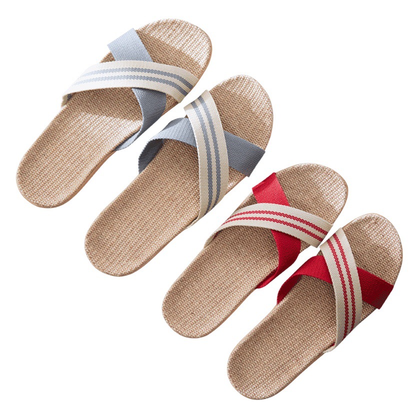 Linen Slippers Women's Summer Home Indoor Soft Bottom Linen Slippers Household Home Couple's Four Seasons Slippers Men's Summer