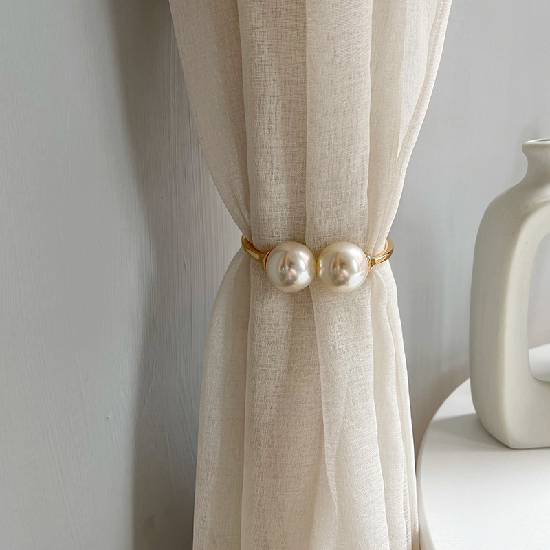 Cross-Border Hot-Selling New Curtain Straps and Wings Without Punching Spring Metal Pearl Curtain Buckles Wholesale