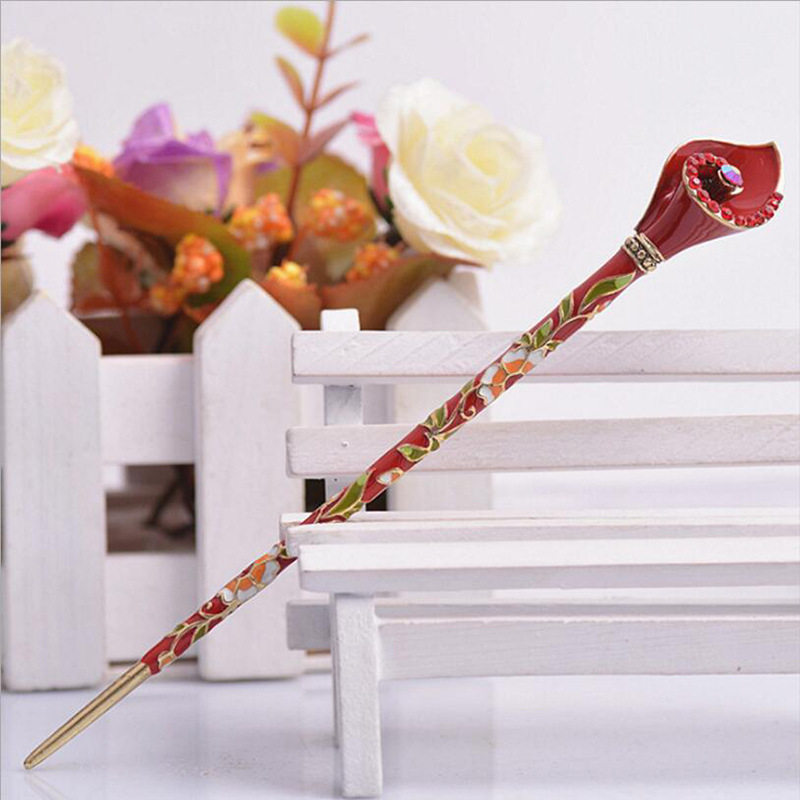 Picture of Chinese antique headdress hairpin cloisonne ladies hair clasp scenic explosion hair accessories wholesale