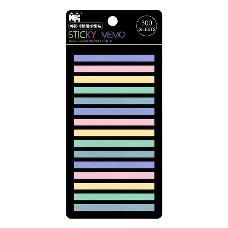 Colorful Colorfulful Thin Strips of Ultra-Fine Index Stickers Student Key Mark Stickers Transparent Bopp Sticky Notes 300 Stickers Batch
