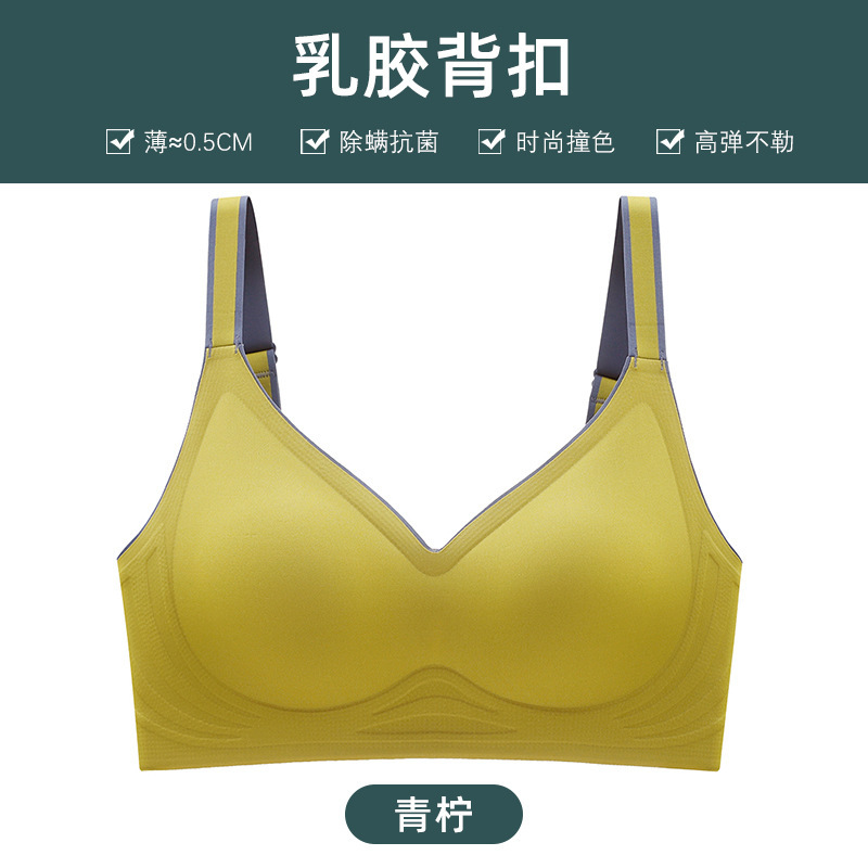 Picture of Latex Seamless Contrast Color Gradient Jelly Underwear Women's Small Chest Push-Up Adjustable Sports Bra