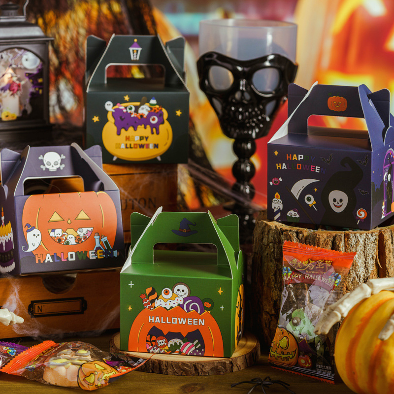 Spot Halloween Theme Candy Box Portable Box Cookie Candy Pumpkin Candy Packaging Box Empty Paper Box Gift Box