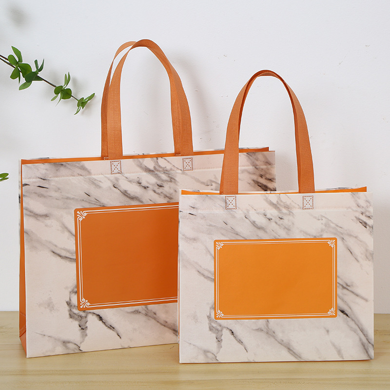 Factory marble pattern non-woven tote bag custom women's shopping bag film garment bag thickened custom logo