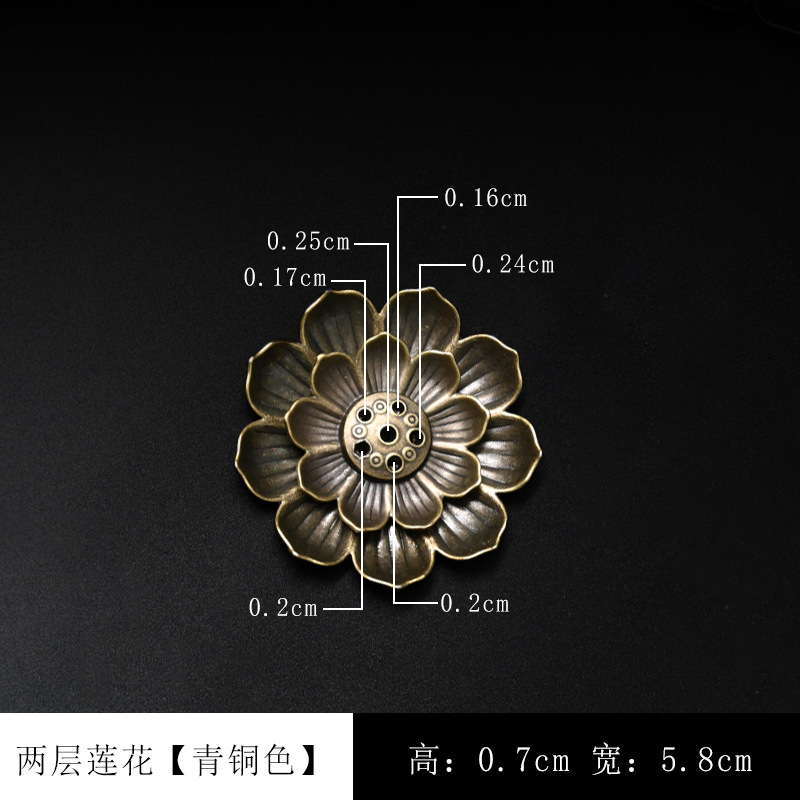 Picture of Alloy porous lotus incense holder Zen thread incense holder household tea set accessories sandalwood burner incense tray