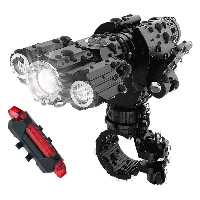 Cross-border new night riding strong flashlight flashlight wholesale USB rechargeable bicycle light rechargeable tail light