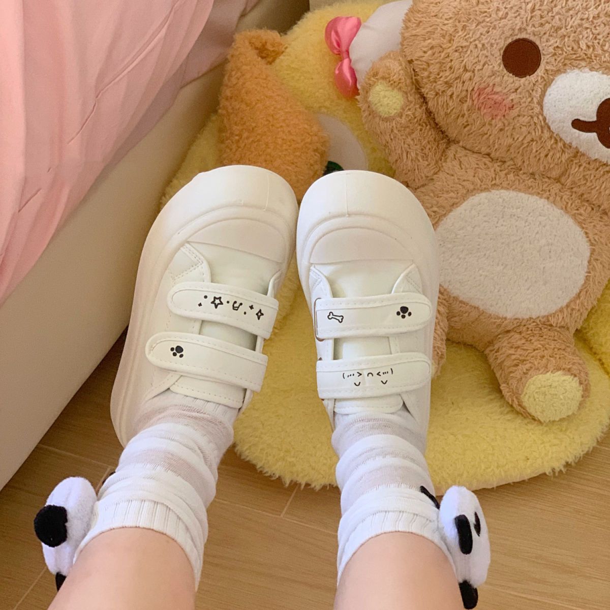 Bear Hibernating with Velcro Subculture Moe-style High-value Platform Bread Shoes Niche All-match Casual Board Shoes for Women