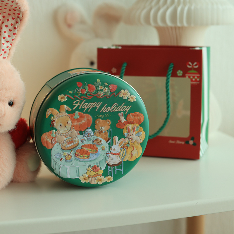 Picture of Factory direct ins marble medium cookies candy round tinplate box packaging box candy box