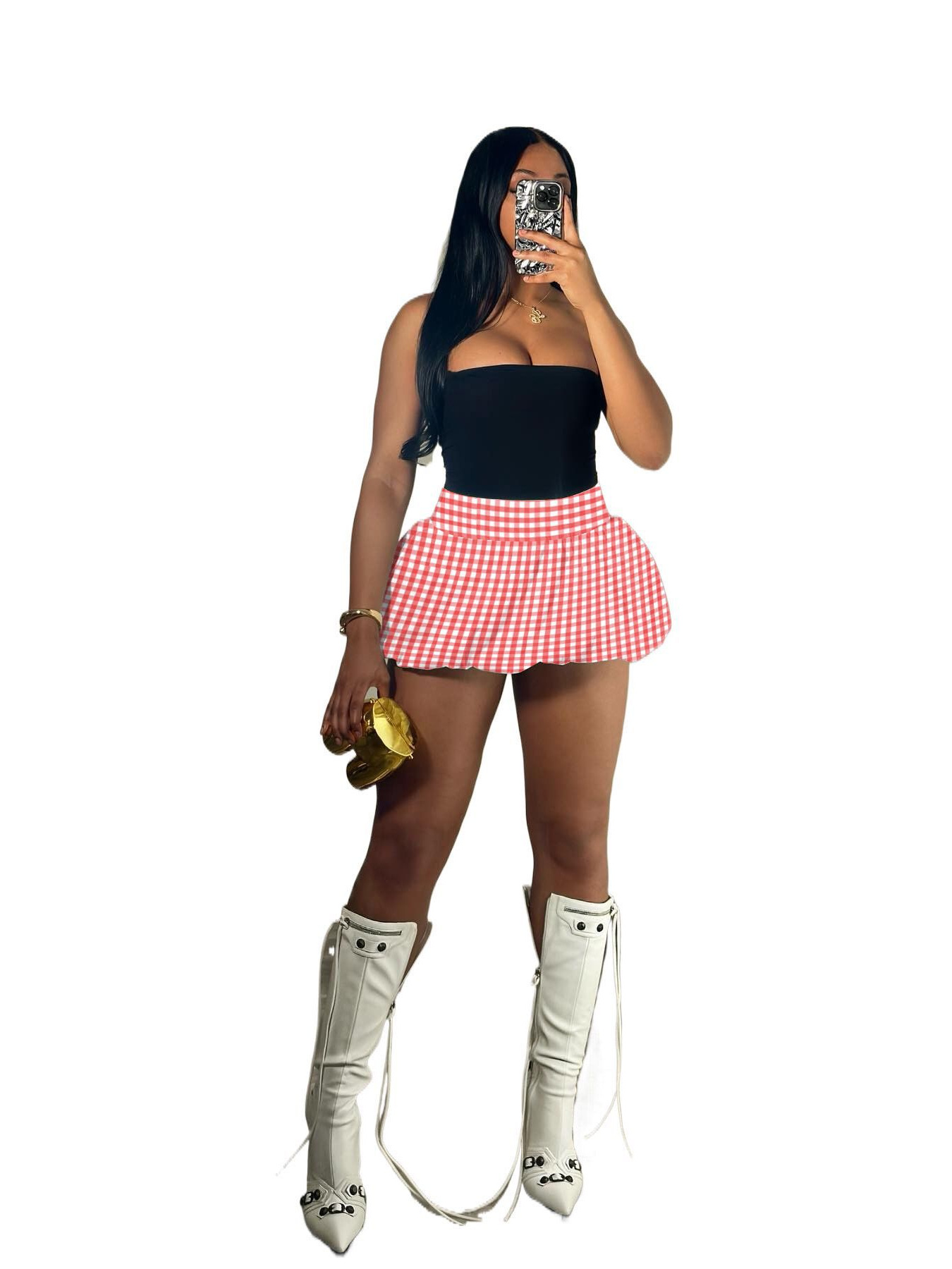 Picture of European and American 2025 Sexy Women's Clothing New Leopard Print Versatile Bubble Bubble Skirt High Waist Skirt in Stock