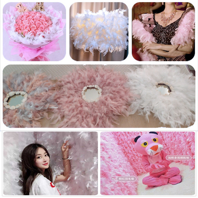 Picture of Turkey Feather Cloth with Flame Edge Feather Lace Wedding Bar Latin Dance Doll Clothing Accessories DIY Feathers