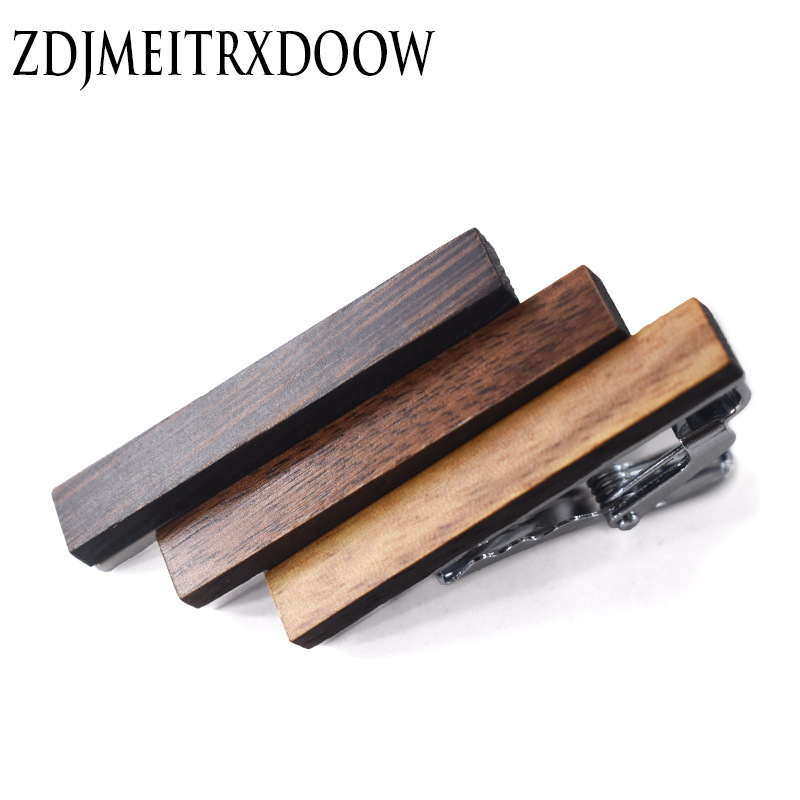 New high-grade wooden tie clip personality pattern printing wooden tie clip alloy zebra wood can be customized