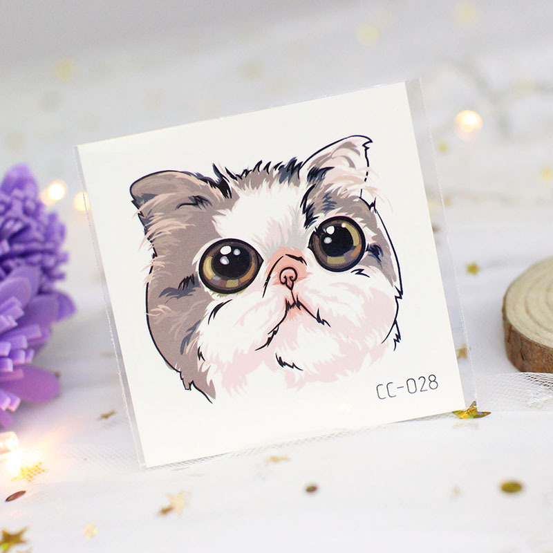 Picture of Cat and Dog Tattoo Stickers Waterproof Girls/Kidsren Cute Little Stickers Cartoon Animal Pet Tattoo Stickers