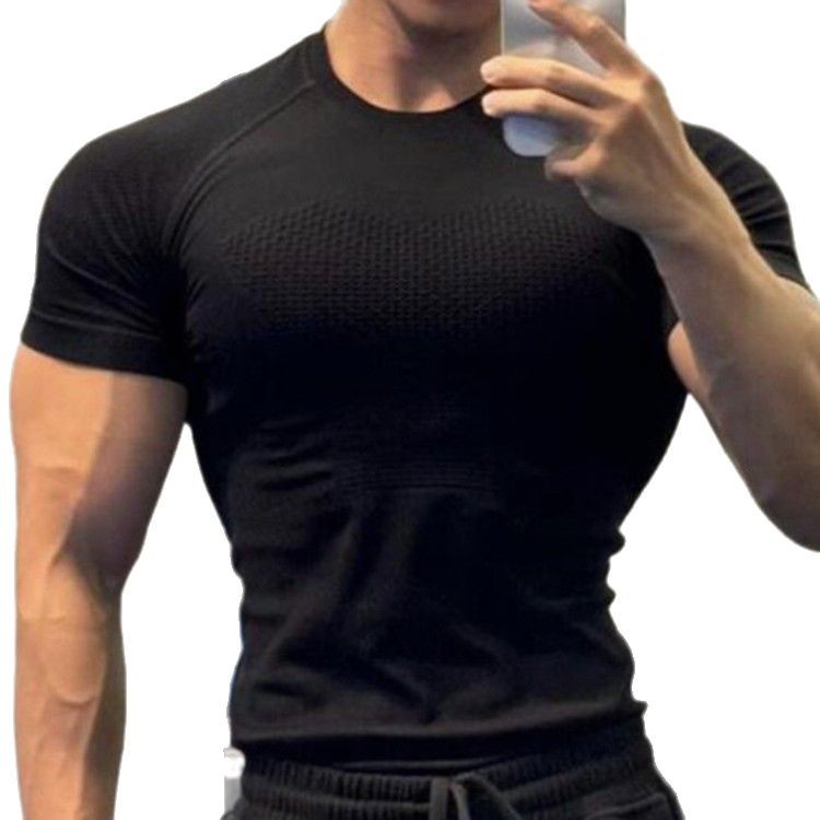 Picture of Professional Fitness Suit Seamless Short-sleeved Sports T-shirt Men's Summer Running Training Quick-drying Compression Tight Outdoor Top