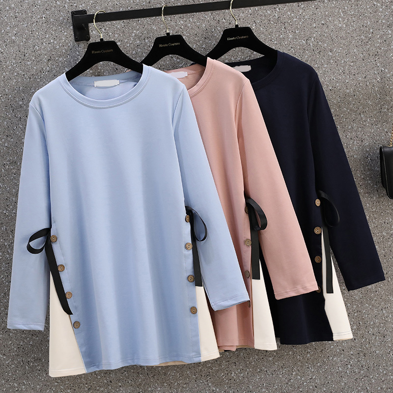 Plus Size Women's Clothing 2023 Trbottomy Women's Autumn New Fat Sister Fashion Versatile Casual Mid-Length Loose Bottoming Dress