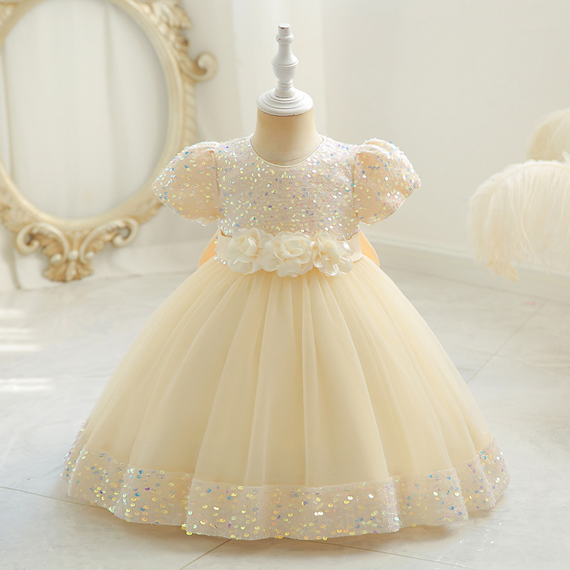 Picture of Amazon children's dress sequins children's dress puffy mesh princess dress baby girl's one-year-old banquet girl dress