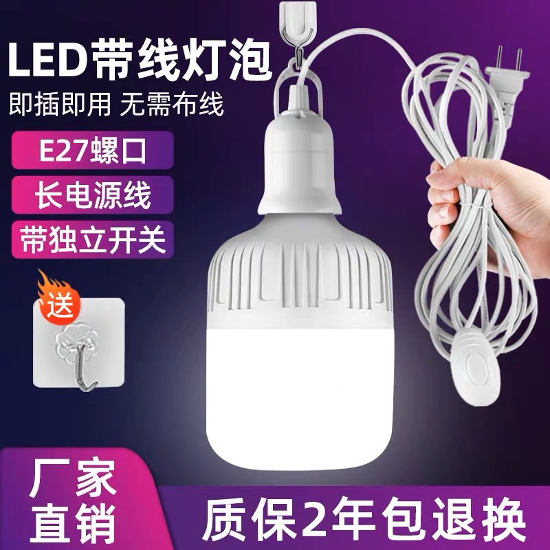 Corded bulbPlug-in lightbulb with plugEnergy-saving lampwith switching wireSuspended screw light
