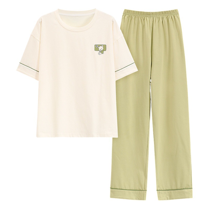 Pajamas for Women Summer Short-Sleeved Pants Half-Sleeved Pure Cotton Women's 2025 New Set Sweet Home Clothes Spring & Fall Style