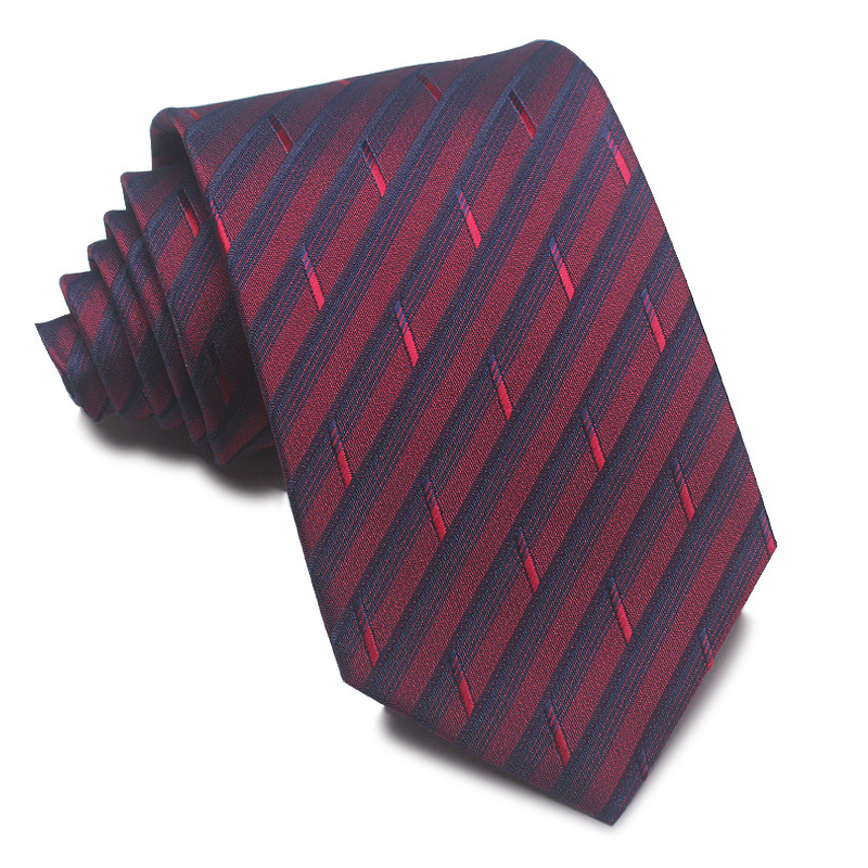 Picture of 25 New 8cm Polyester Jacquard Stripesd Tie 7cm Men's and Women's Business Formal Wear Casual High-End Red Black Blue