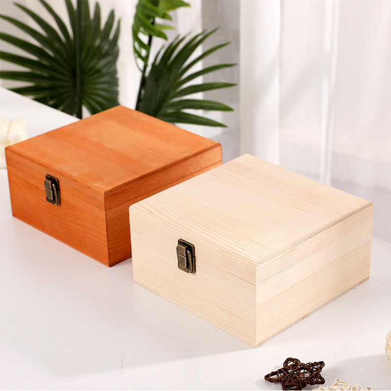 Picture of Accompanying Gift Wooden Box Vintage Storage Box with Lock Wedding Bridesmaid Best Man Gift Box Empty Box Storage Box Customizable