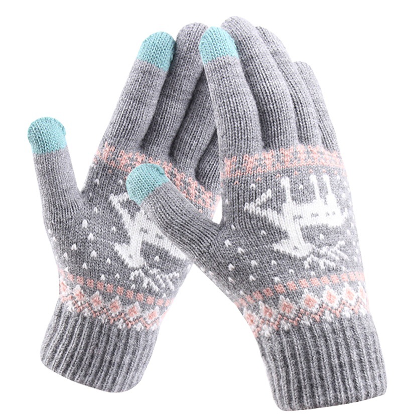 Touch Screen Gloves Women's Winter Korean Style Stall fleece-lined Thickened Cold-proof Fawn Wool Warm Knitted Gloves