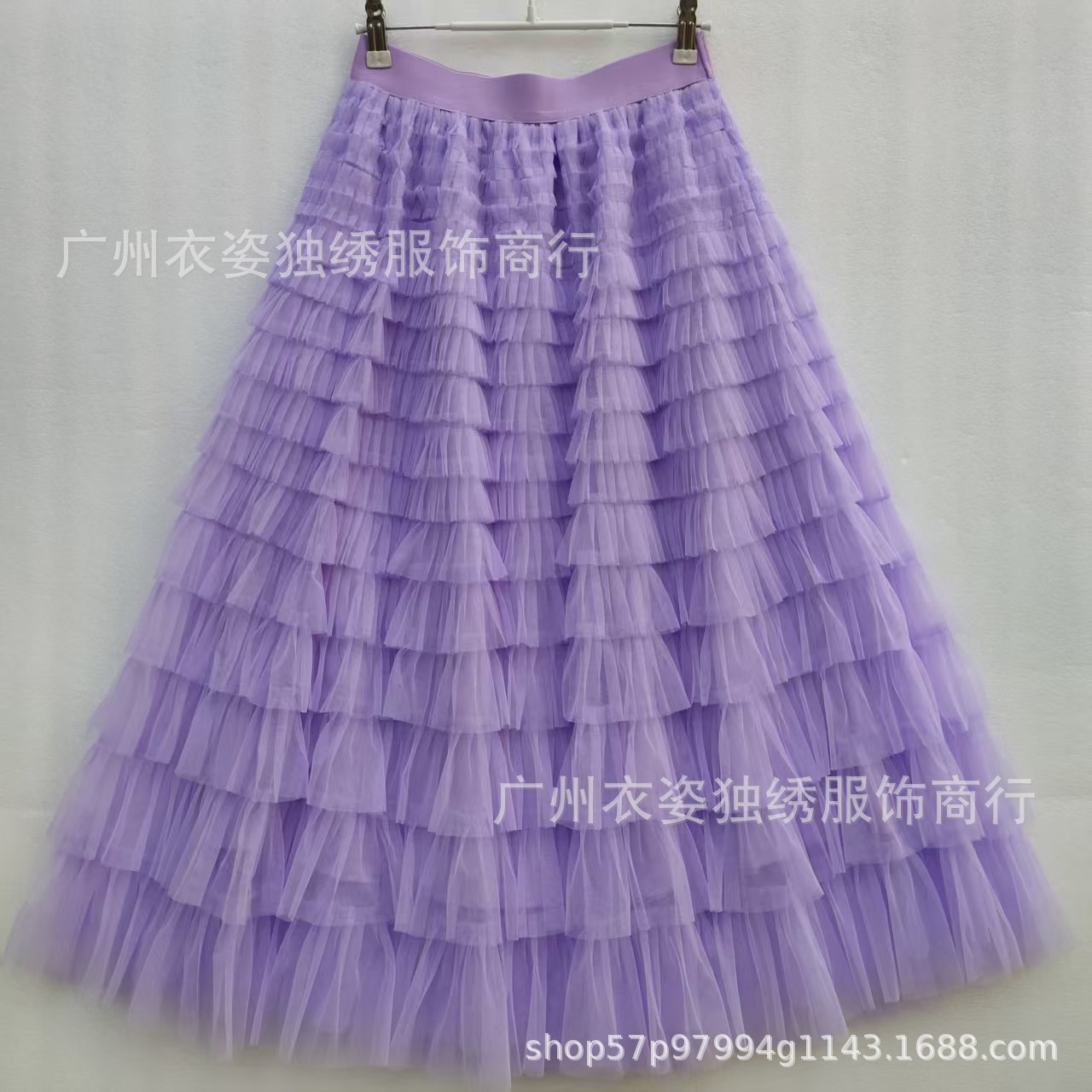 Picture of Mesh Splicing Cake Skirt 2025 Spring, Summer, Autumn and Winter New Mid-Length Skirt A-Line Long Skirt Fluffy Gauze Skirt