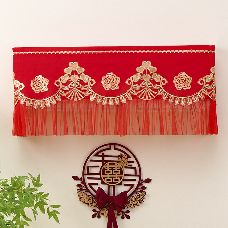 Picture of Wholesale New Wedding Starts Without Taking Off Hanging Air Conditioner Dust Cover 1.5 Hp Air Conditioner Cover Lace Red Air Conditioner Cover