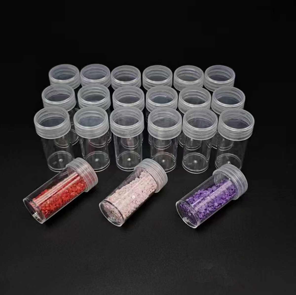 Picture of Diamond Painting Transparent Storage Box DIY Square Round Plastic Bottle Beaded Glass Rice Beads Bottling Box Set