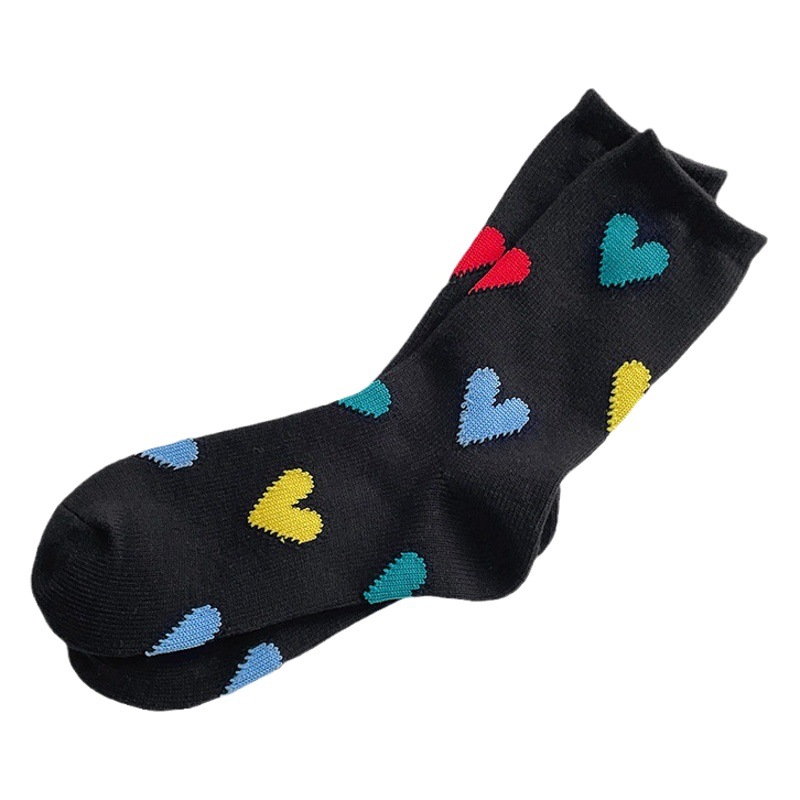 Autumn and winter New Love mid-calf length socks women's cute dopamine cotton South Korea pile socks white internet celebrity stockings wholesale