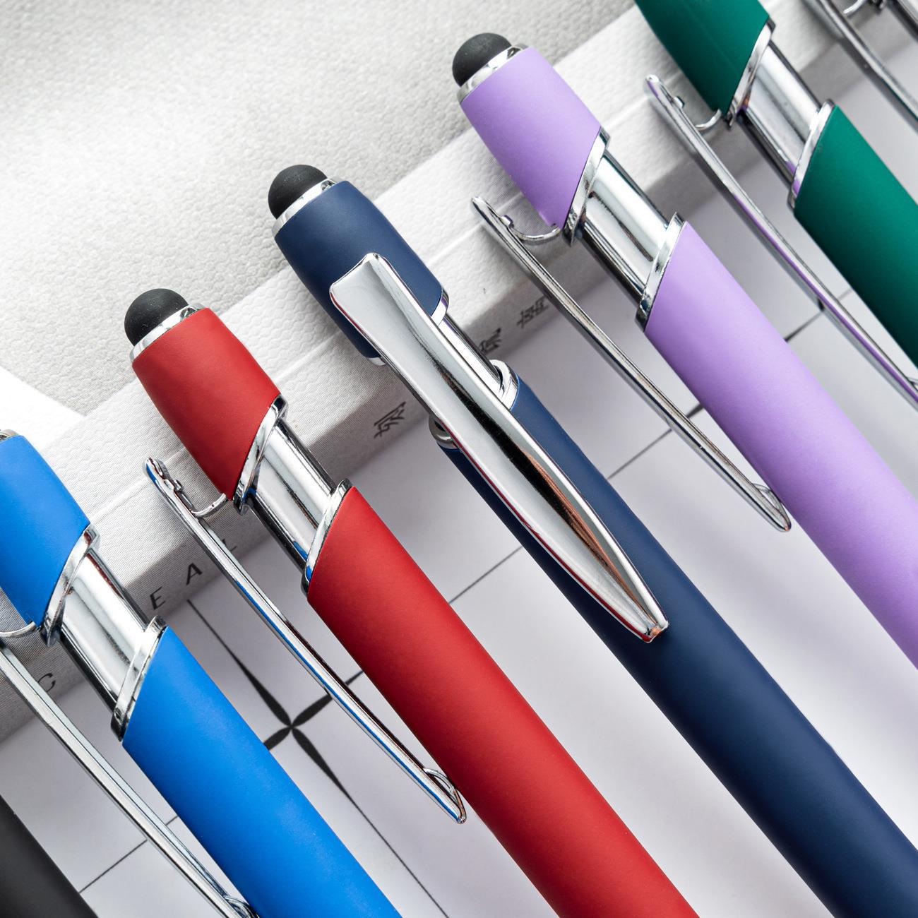 Picture of Spot press pen metal aluminum rod spray glue Press Ball Pen wholesale printable logo aluminum rod touch screen pen