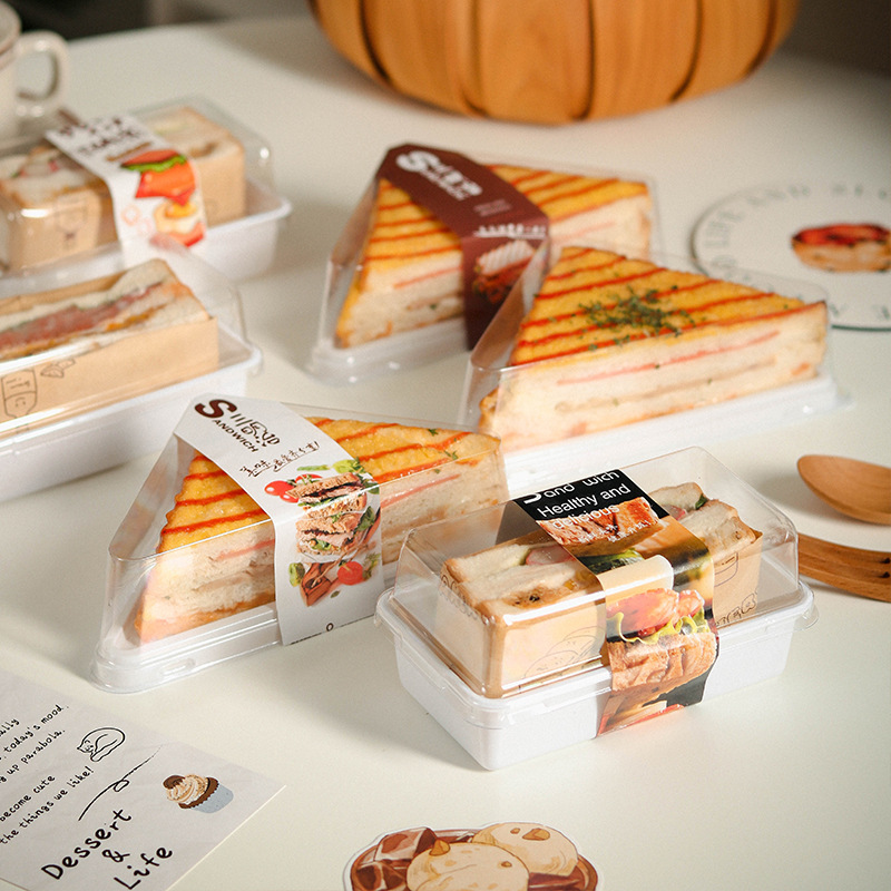 New Sandwich Packaging Box Half Block Whole Sandwich Burger Wrapping Paper Baking Picnic Lunch Packing Box