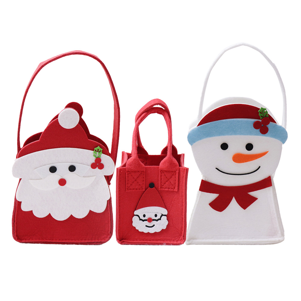 Cross Border Christmas Felt Bag Cartoon Creative Christmas Eve Apple Handbag Christmas Candy Gift Bag