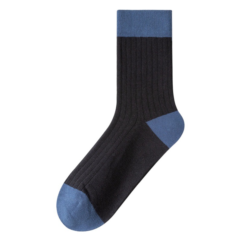 Socks factory wholesale autumn men's cotton mid-calf length socks double needle color matching pure cotton deodorant business stockings autumn and winter