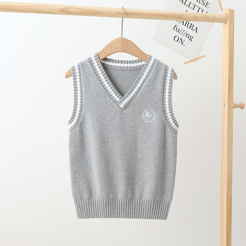 Picture of Children's Knitted Vest College-style Sweater Vest Student Stylisch Pullover Vest Girls Boys White Waistle