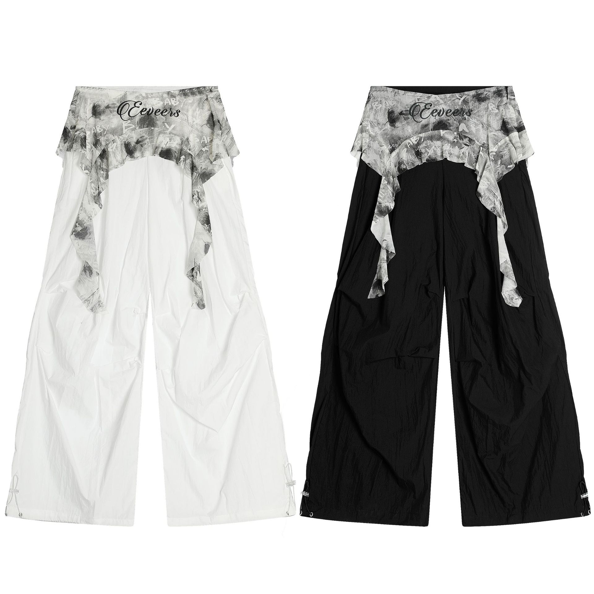 2025 American Retro Butt Curtain Design Pleated Cargo Paratrooper Ultra-Thin Wide-Leg Pants Women's Summer Loose Slacks