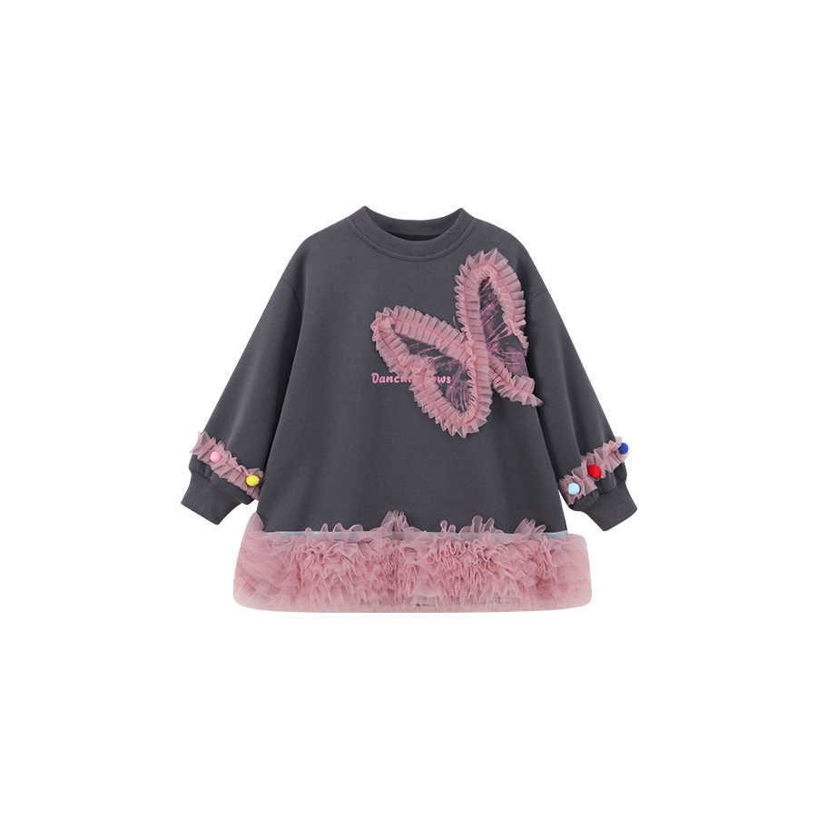 Picture of Girl's dress Girl's Casual Sweatshirt Dress Autumn 2024 New Style Children's Stitching Mesh Princess Dress