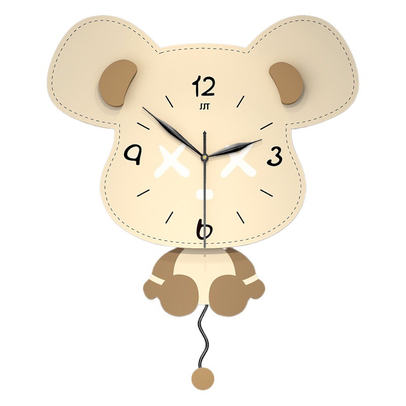 Online Red creative violent bear wall clock living room decorative clock high sense wall hanging fashion modern simple clock home