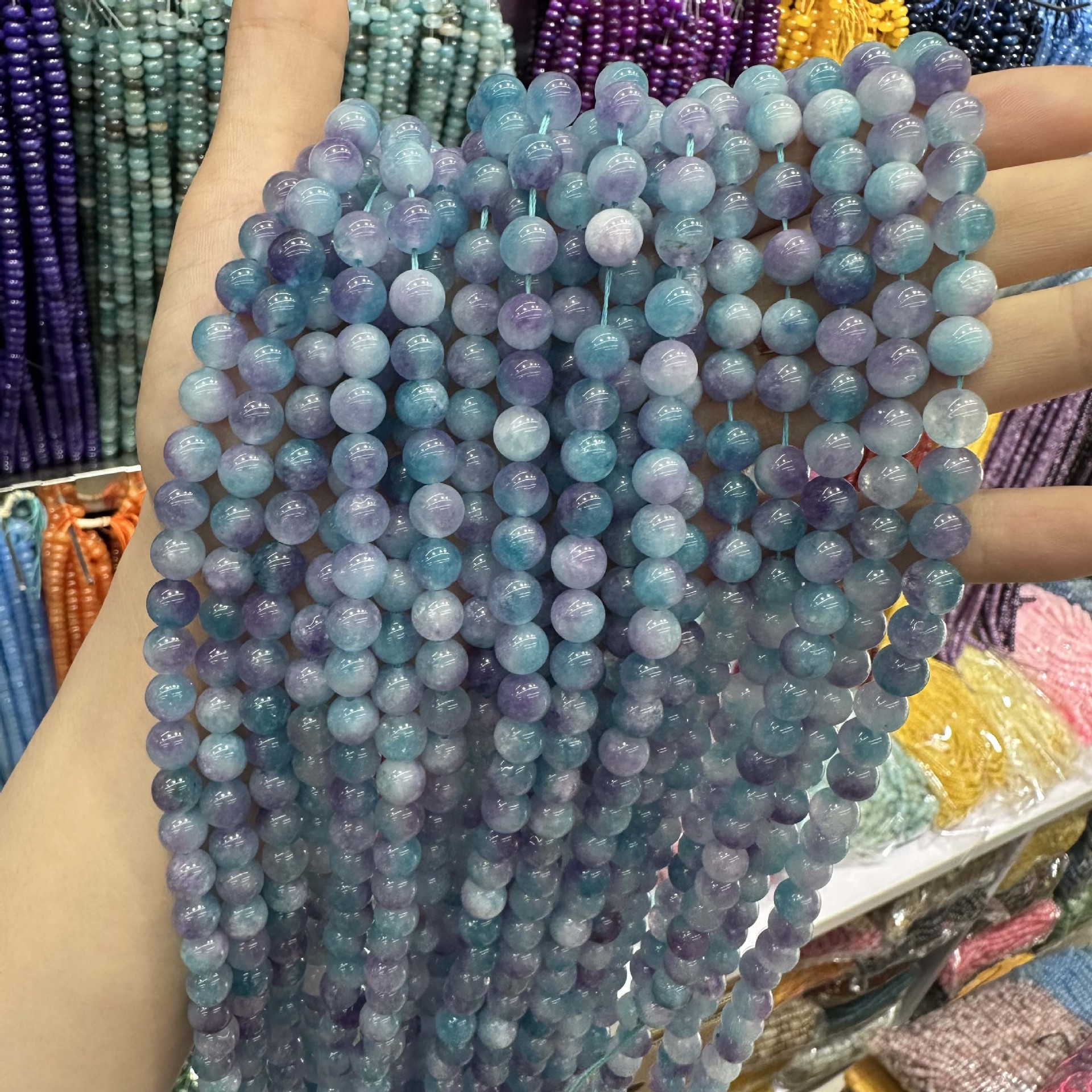 Picture of Live hot grade a chalcedony 8mm two-color round beads beads handmade diy Internet celebrity matching in stock jewelry