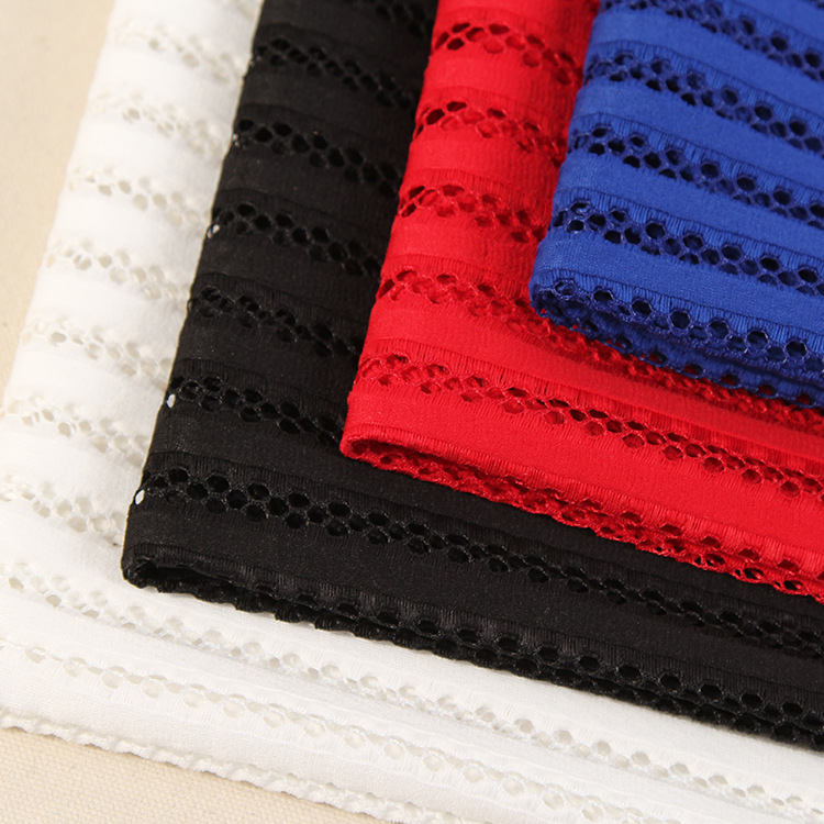 Spot wholesale polyester straight strip three-dimensional sandwich mesh women's dress striped lace fashion fabric