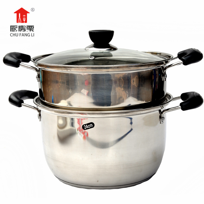 Picture of Lvye Stainless Steel Two-Layer Double Bottom Steaming Soup Pot Uncoated Stainless Steel Household Soup Pot 26 Small Milk Pot