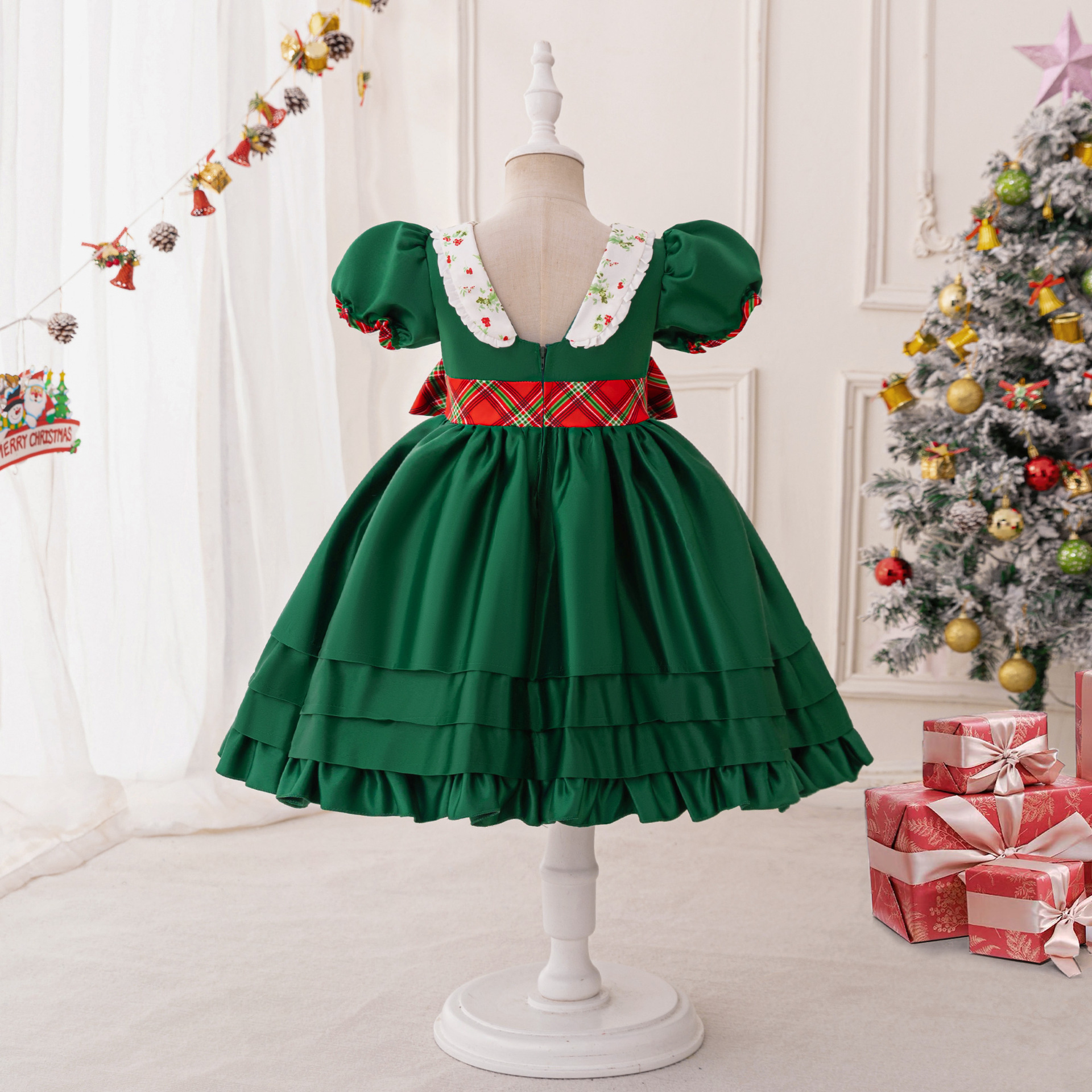 Picture of Christmas New Children's Dress European and American Holiday Dress Girls Princess Dress Satin Dress Christmas Dress