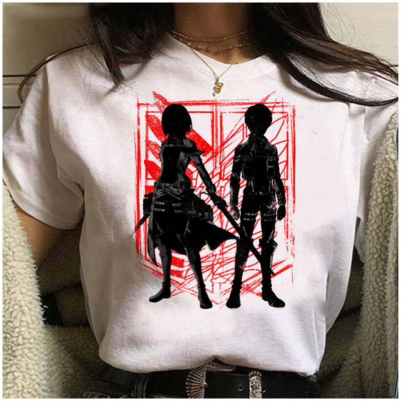 The attacking giant 2021 Japanese animation printed T-shirt short sleeve women's foreign trade cross-border wish/ebay Amazon