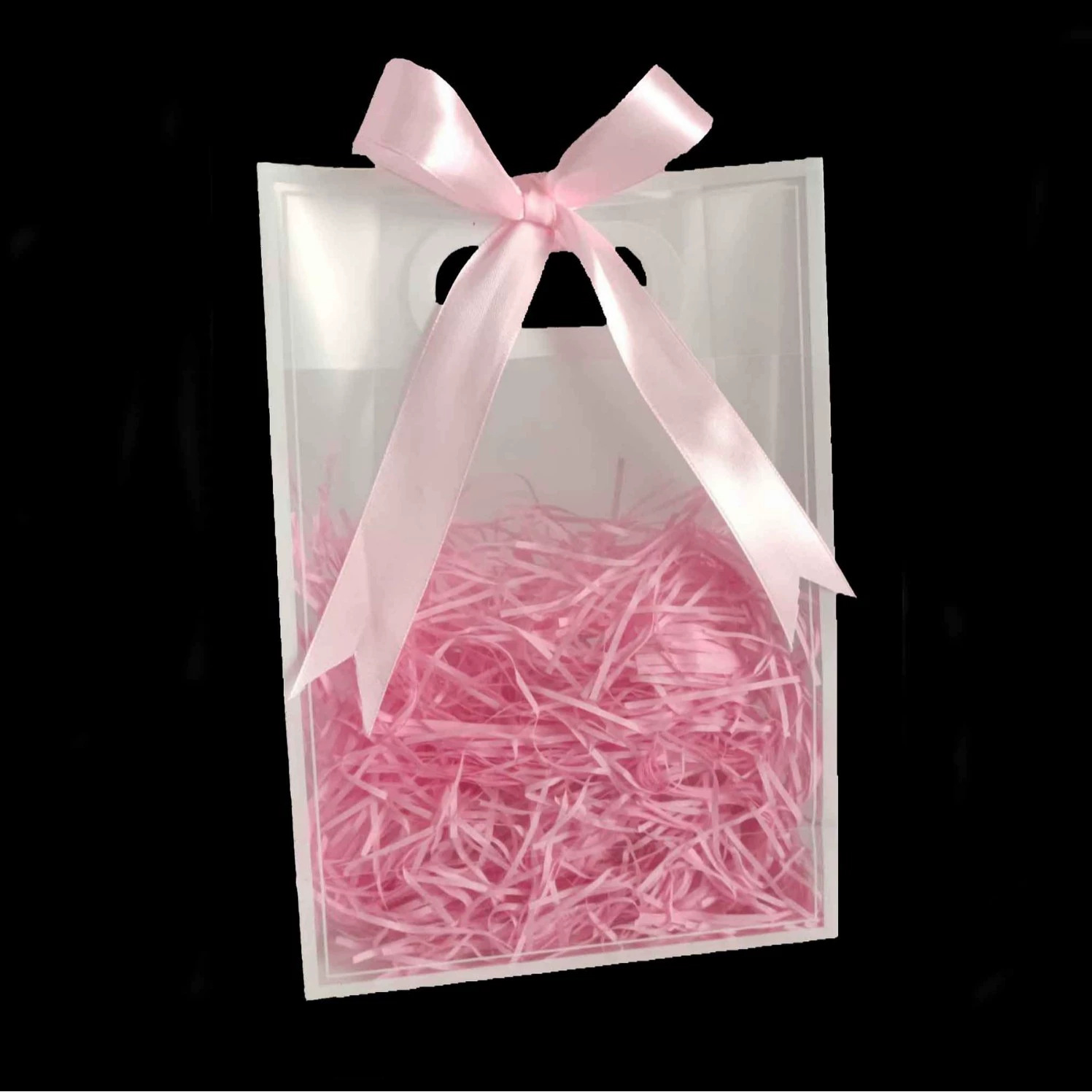 Picture of Thickened Transparent Handbag PP Plastic Bag Celebration Flower Packaging Bag Accompanying Gift High-Level Valentine's Day Gift Bag