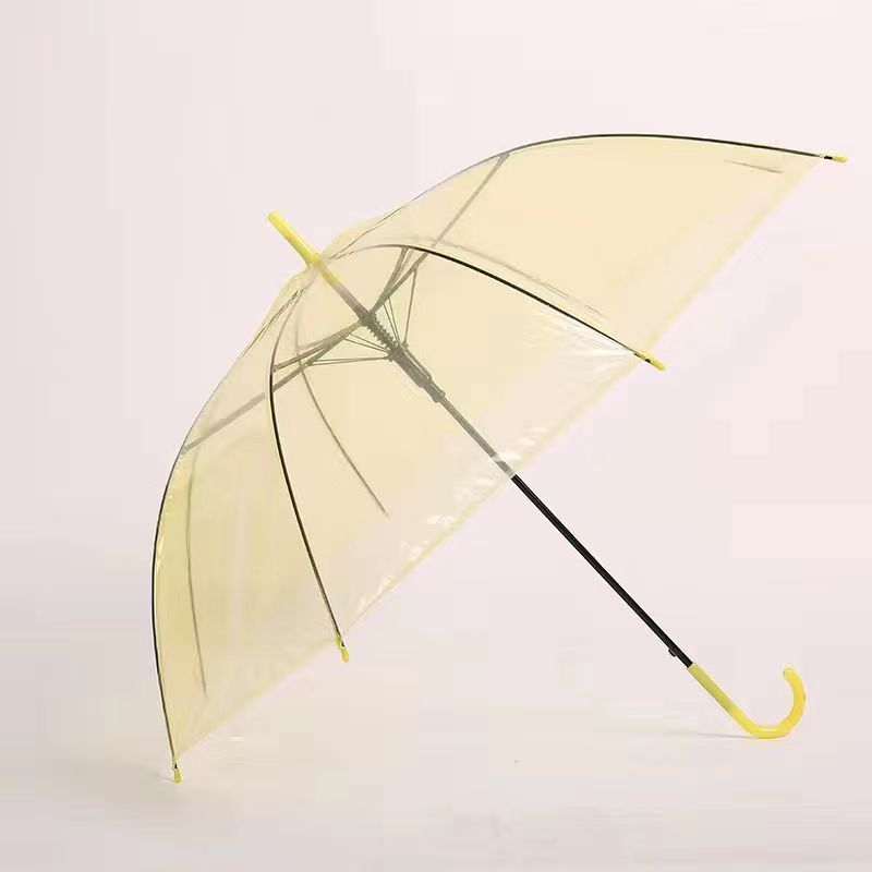 Picture of Transparent Umbrella Men and Women Internet Celebrity ins Cute Semi-automatic Straight Handle Photography Small Fresh Sunshade Sunny Umbrella Frosted Umbrella