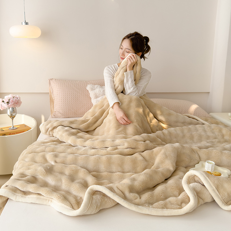Picture of Class A blankets, rabbit plush sofa blankets, thickened milk velvet cover blankets, nap blankets, shawls, gifts