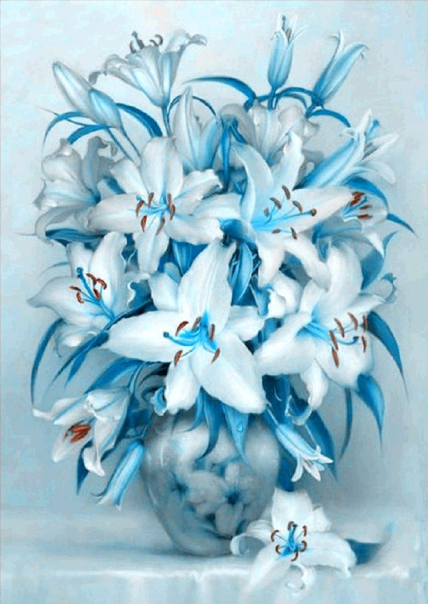 5D Diamond Painting Full of Diamonds, Lily Cross-Stitch, Dot Diamond DIY Diamond Embroidery Decorative Painting Ornament for Bedroom and Study, Bright Diamonds