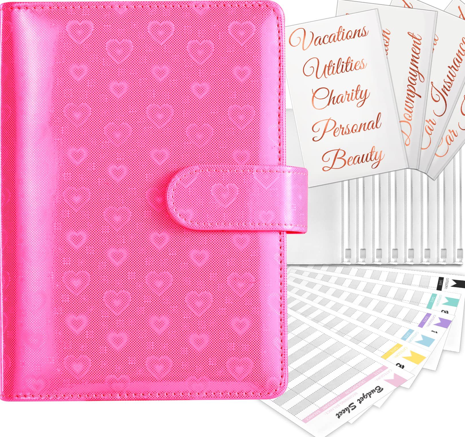 Picture of Cross-border spot explosions macaroon binder laser love hand book PU cash plan budget book.