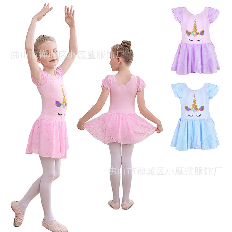 Picture of Girl's Dance Dress Amazon Hot Selling European and American Foreign Trade Children's Practice Clothing Unicorn Pure Cotton Ballet Clothing