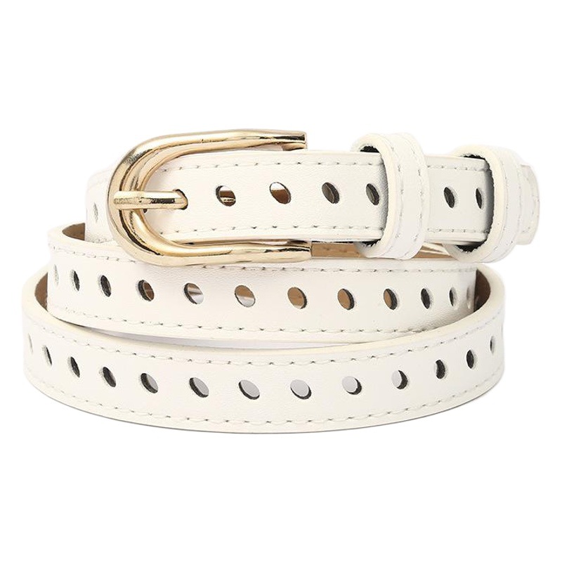 Hollow decorative ladies thin belt belt pin buckle whole belt has holes] simple versatile women's belt
