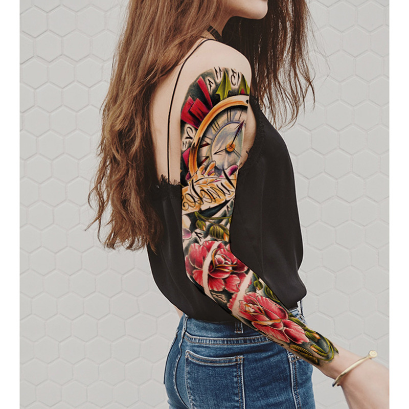 Picture of Large Flower Arm Tattoo Sticker Full Arm Waterproof Tattoo Temporary 400 Optional Full Arm Tattoo Sticker